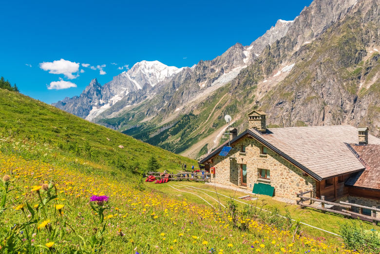 Hütte am Mont Blanc